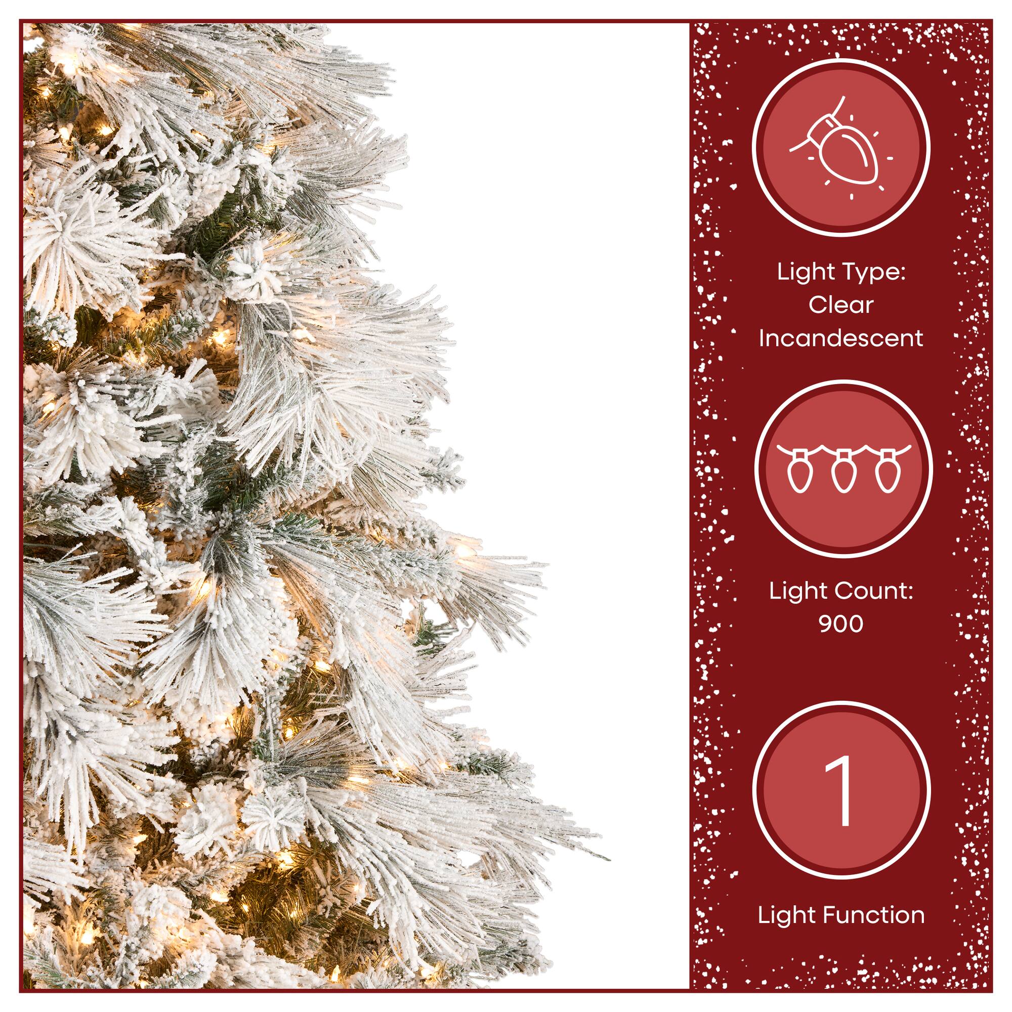 7.5ft. Pre-Lit Flocked Bavarian Pine Artificial Christmas Tree, Clear Lights